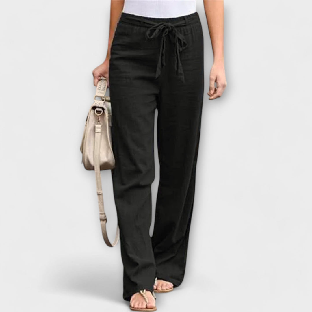 Aurora | Linen Blend Tie-Waist Trousers