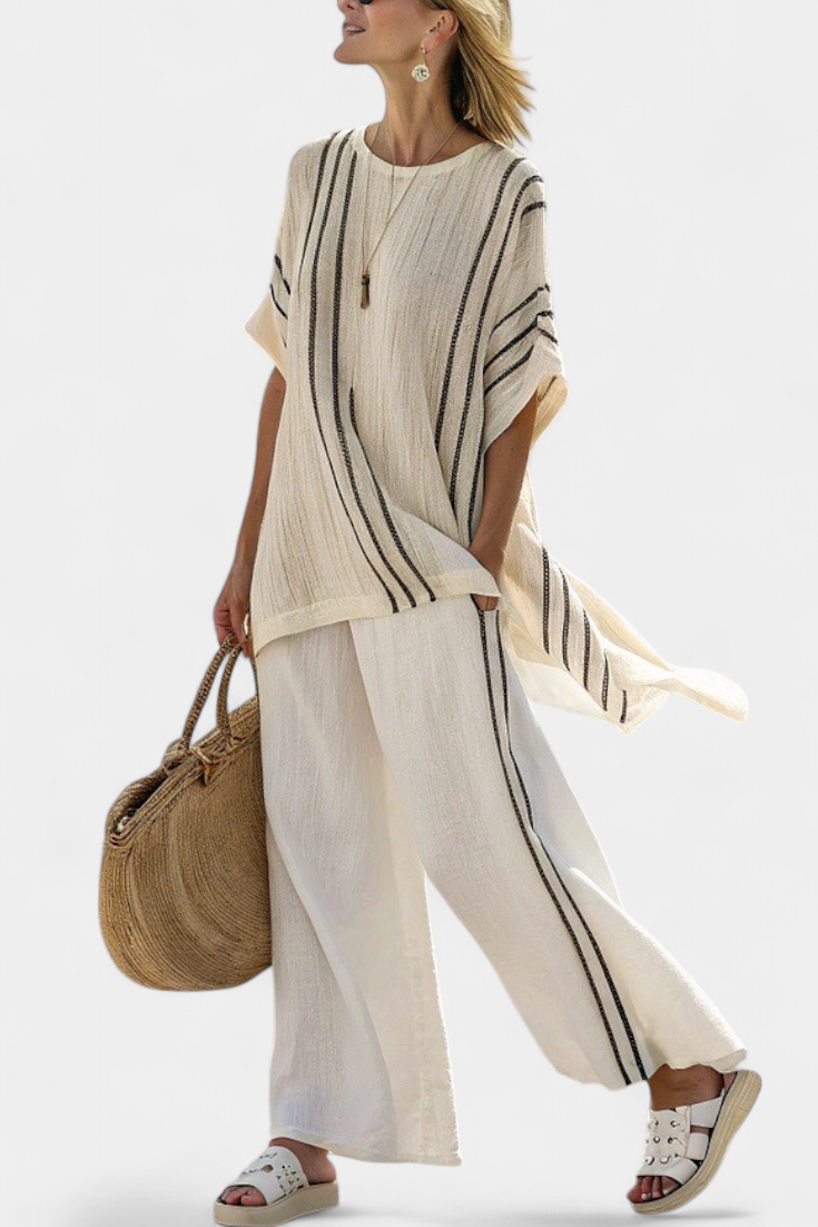 Georgia - Relaxed Stripe Pants Summer Set