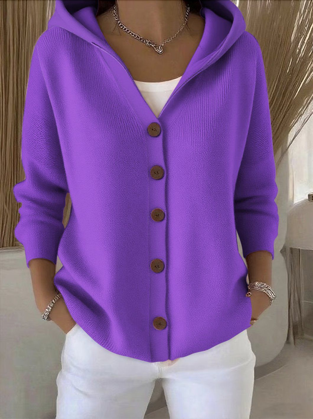 Darienne™ | Hooded Button-Up Knit Cardigan