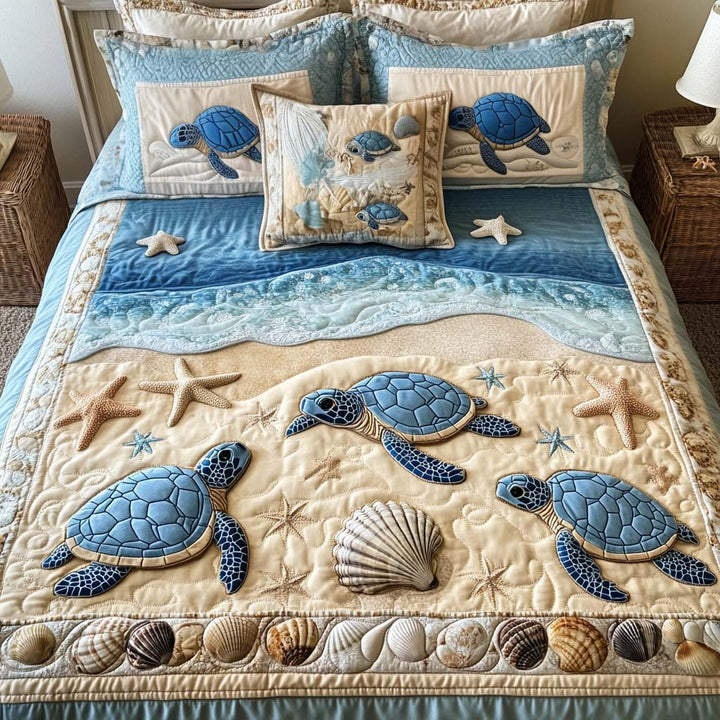 3-Piece Quilted Bedding Set - Sea Turtles
