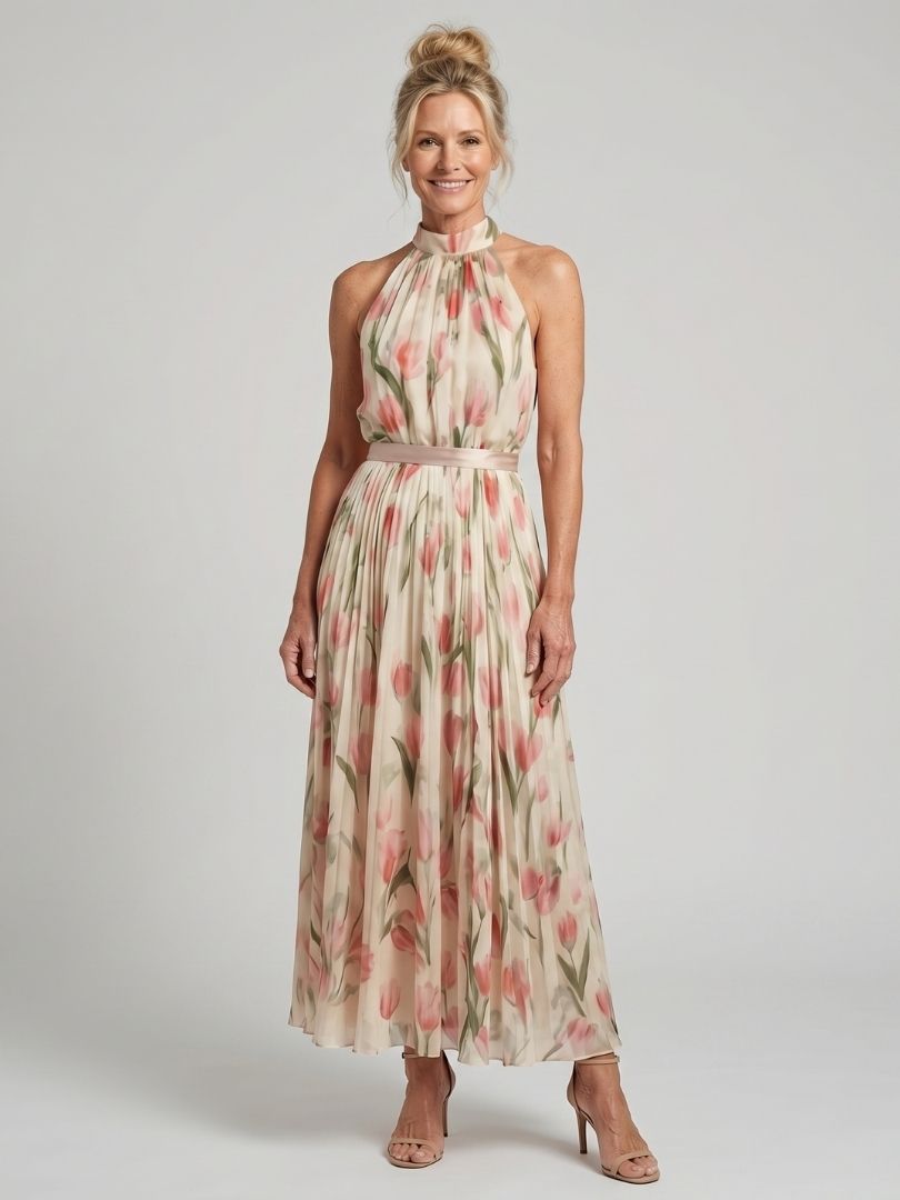 Ellis & Johnson™ | Halter Neck Floral Midi Dress