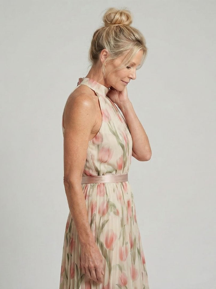 Ellis & Johnson™  | Halter Neck Floral Midi Dress
