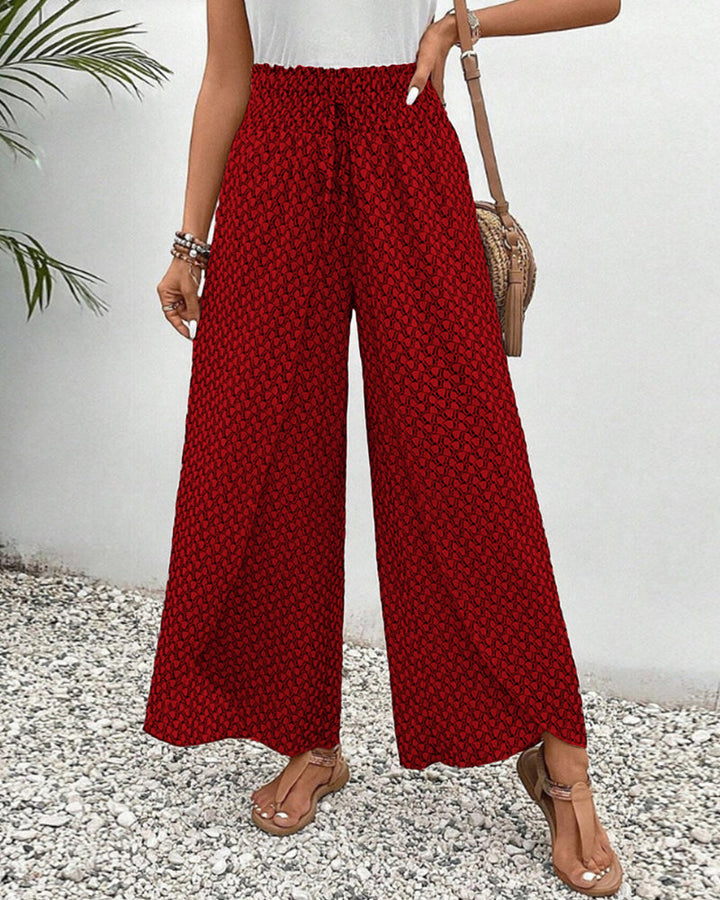 Serena | Printed Smocked Wide-Leg Pants