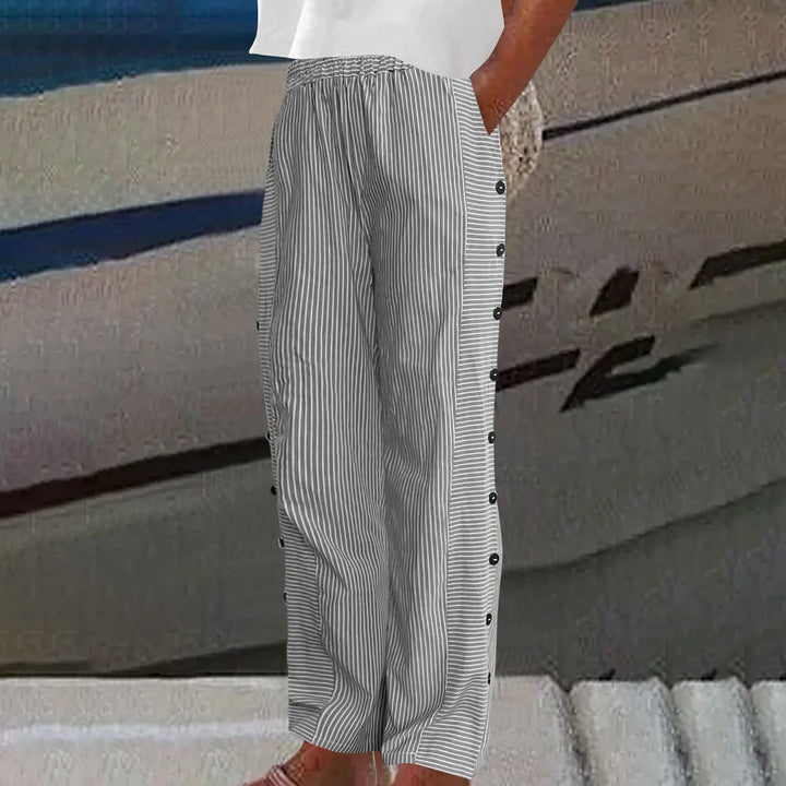 Harper | Striped Button Detail Ankle Pants