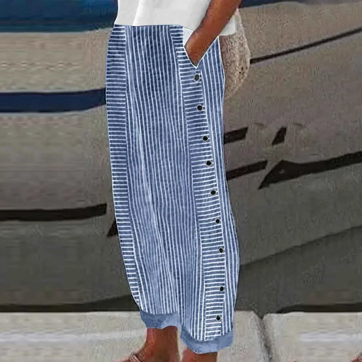 Harper | Striped Button Detail Ankle Pants