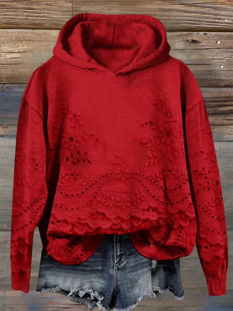 Janet | Floral Detail Hooded Pullover