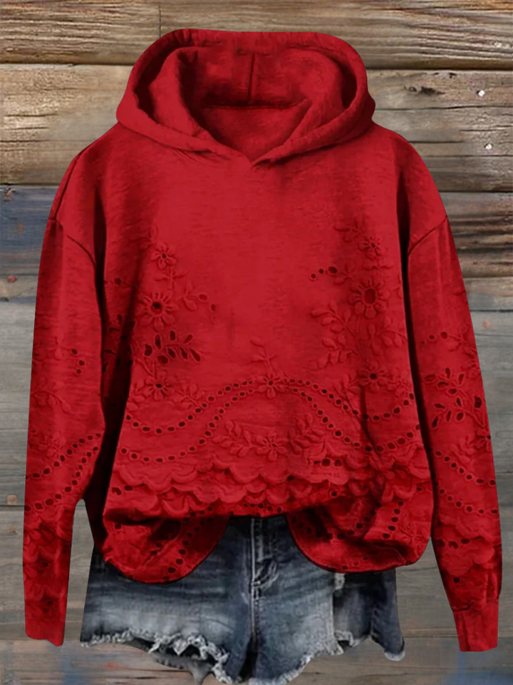 Janet | Floral Detail Hooded Pullover