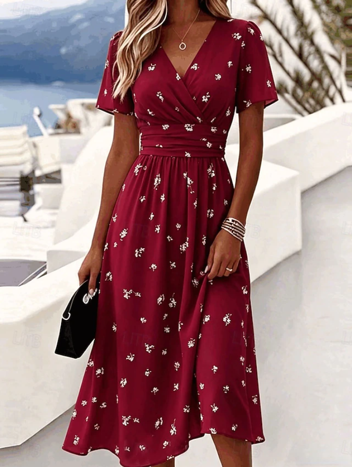 Ellis & Johnson | Floral Wrap Waist Midi Dress