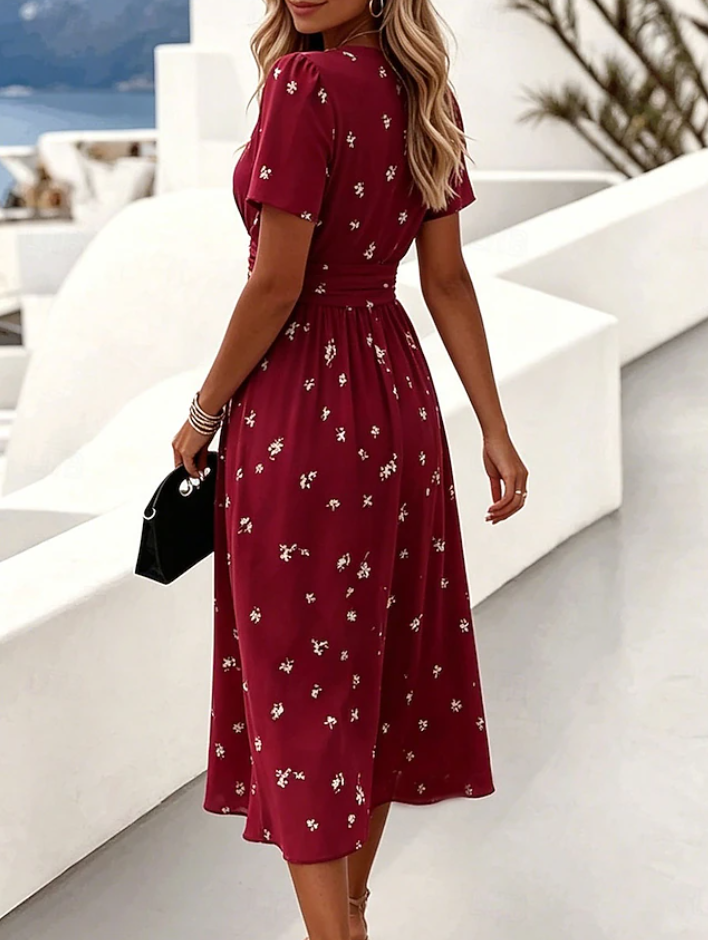 Ellis & Johnson | Floral Wrap Waist Midi Dress