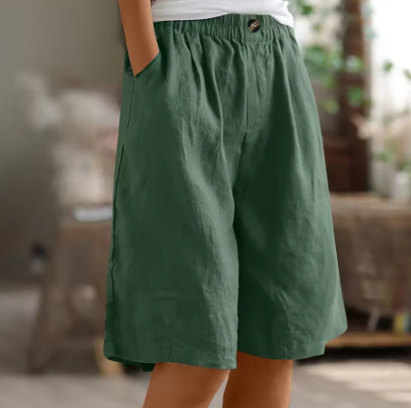 Hazel | Casual Button Detail Bermuda Shorts