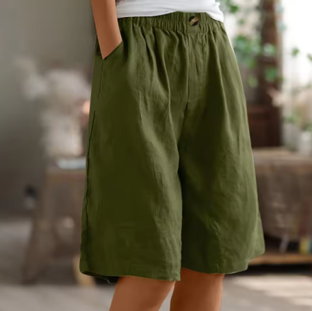 Hazel | Casual Button Detail Bermuda Shorts