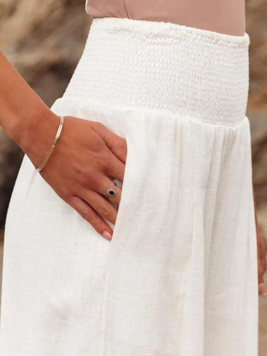Adeline | Smocked Waist Wide-Leg Trousers