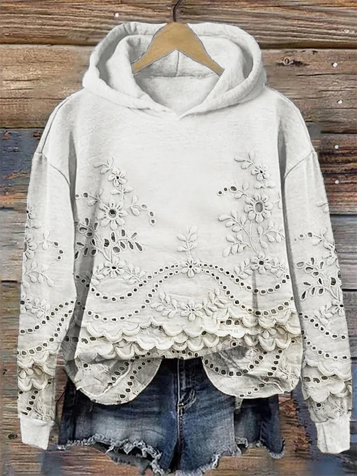 Janet | Floral Detail Hooded Pullover