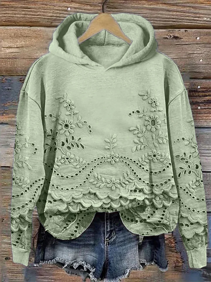 Janet | Floral Detail Hooded Pullover