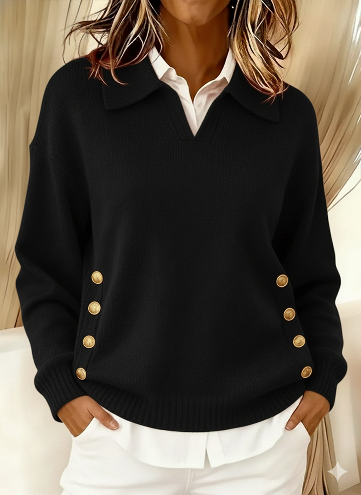 Vynette™ | V-Neck Sweater with Collar