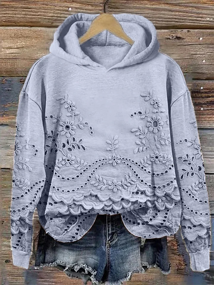 Janet | Floral Detail Hooded Pullover