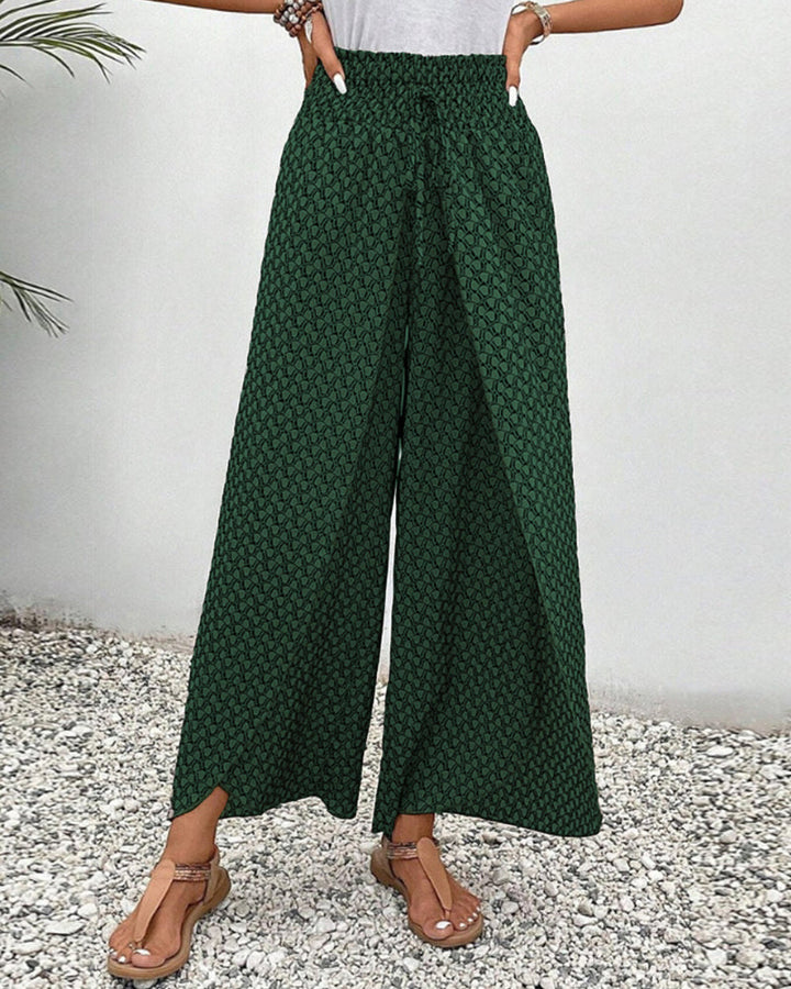 Serena | Printed Smocked Wide-Leg Pants