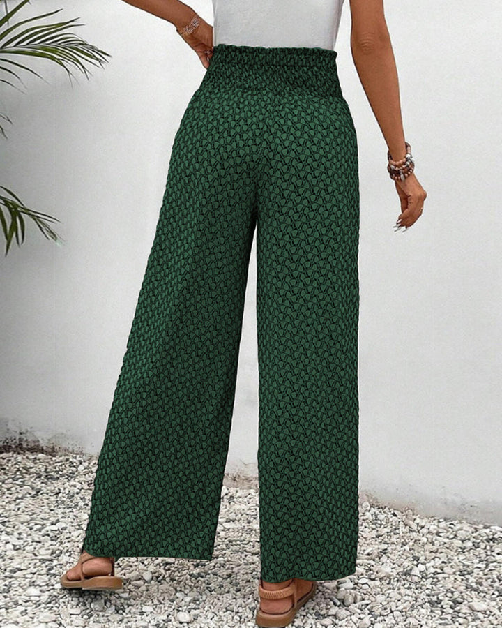 Serena | Printed Smocked Wide-Leg Pants
