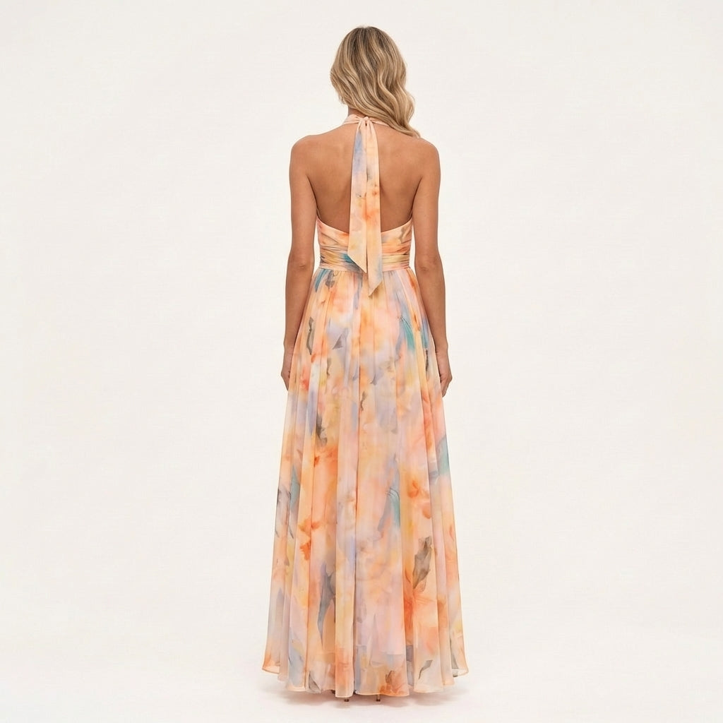 Deymira | Watercolor Halter Dress