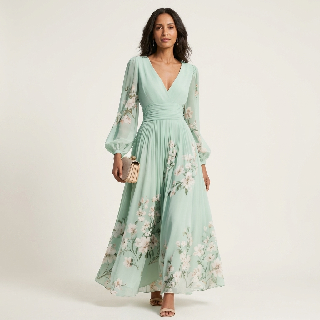 Loryell | Floral Chiffon Midi Dress