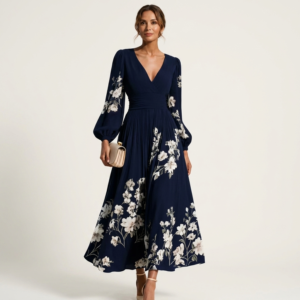 Loryell | Floral Chiffon Midi Dress
