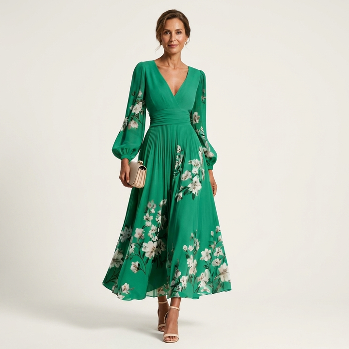 Loryell | Floral Chiffon Midi Dress