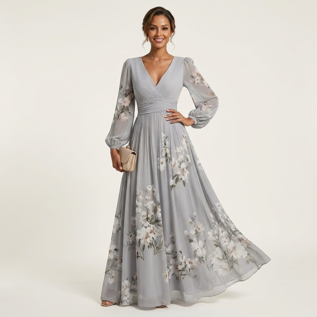 Loryell | Floral Chiffon Midi Dress
