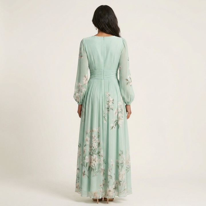Loryell | Floral Chiffon Midi Dress