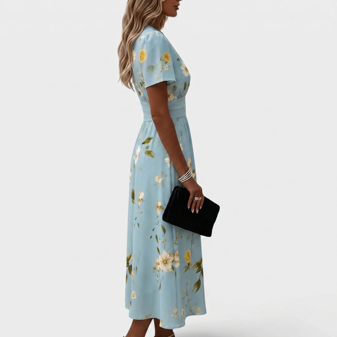 Ellis & Johnson | Floral Wrap Waist Midi Dress