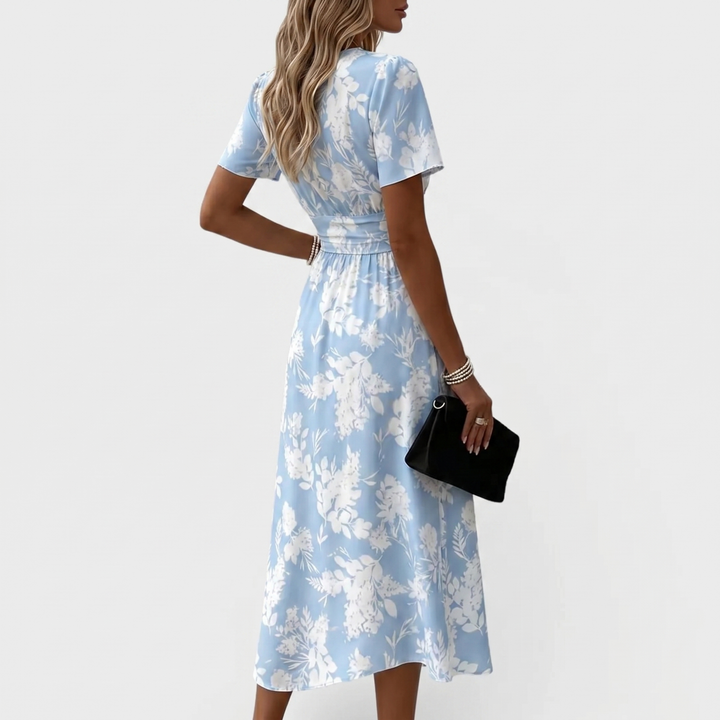 Ellis & Johnson | Floral Wrap Waist Midi Dress