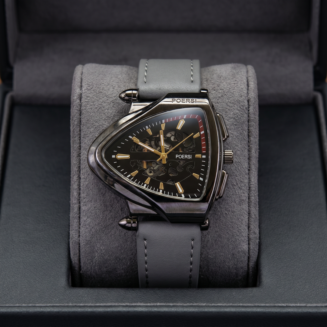 Alcázar | Triangular Leather Watch with Skeleton Dial