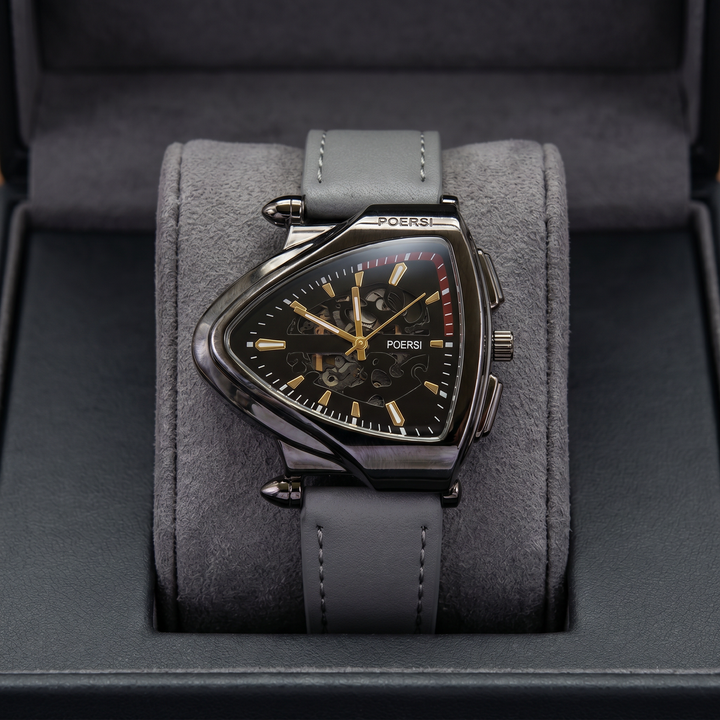 Alcázar | Triangular Leather Watch with Skeleton Dial