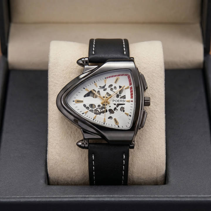 Alcázar | Triangular Leather Watch with Skeleton Dial