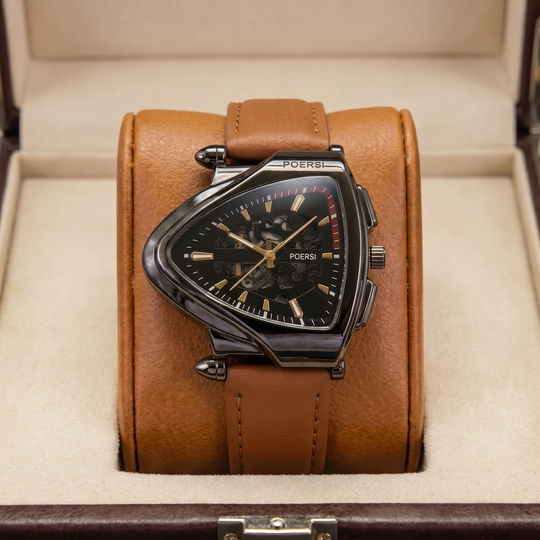 Alcázar | Triangular Leather Watch with Skeleton Dial