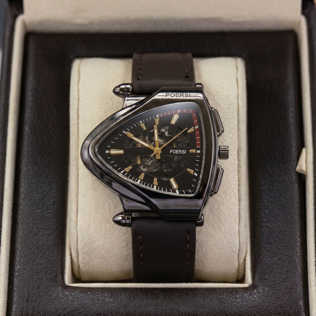 Alcázar | Reloj Triangular de Piel con Esfera Esqueleto