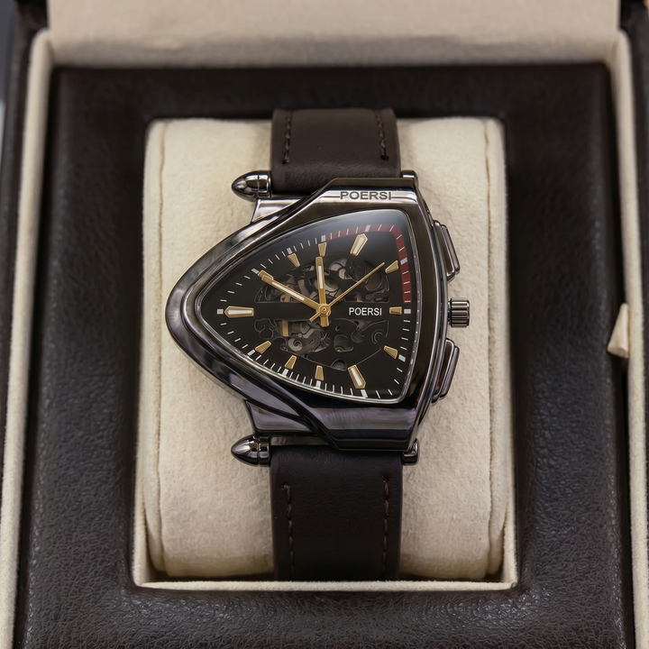 Alcázar | Reloj Triangular de Piel con Esfera Esqueleto