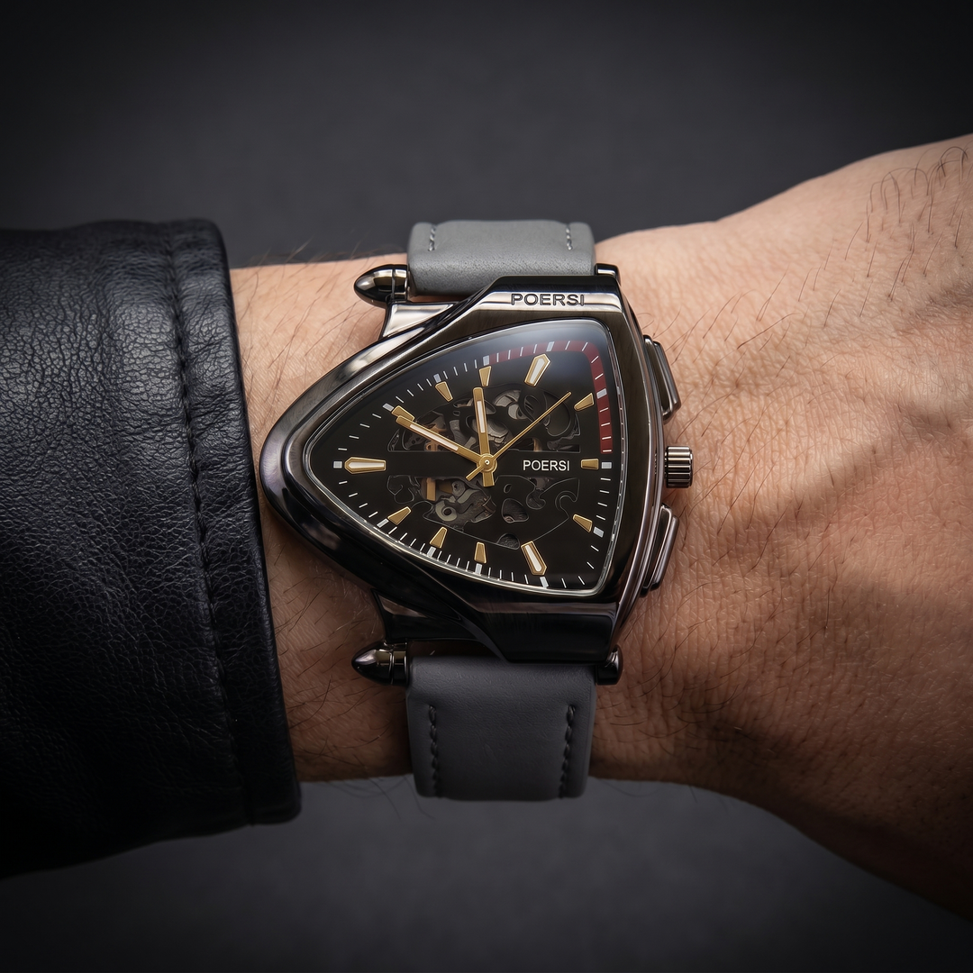 Alcázar | Triangular Leather Watch with Skeleton Dial