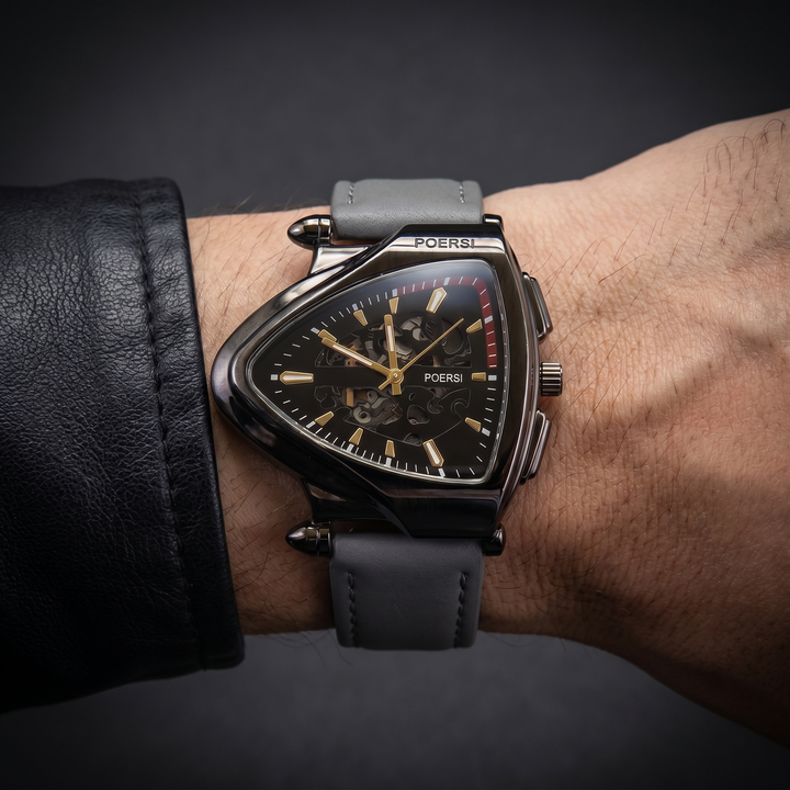 Alcázar | Triangular Leather Watch with Skeleton Dial