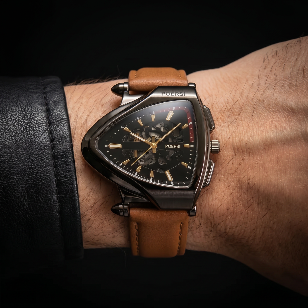 Alcázar | Reloj Triangular de Piel con Esfera Esqueleto