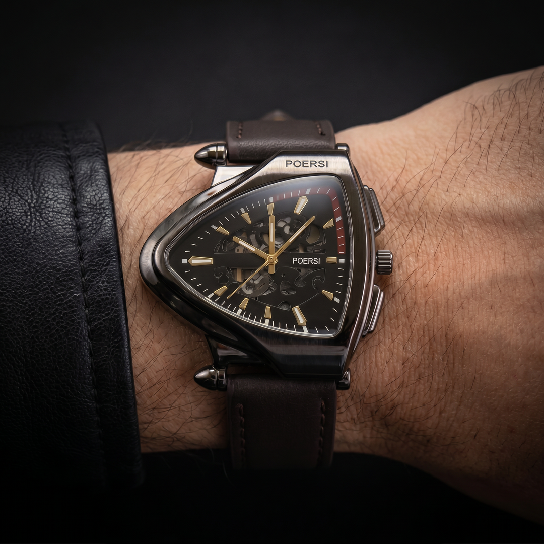Alcázar | Triangular Leather Watch with Skeleton Dial