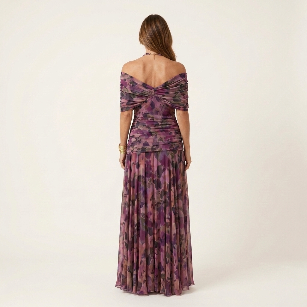 Ayla | Draped V-Neck Flutter Sleeve Chiffon Midi Dress