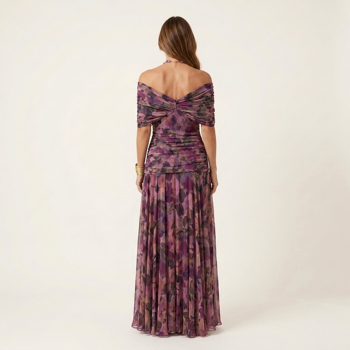 Ayla | Draped V-Neck Flutter Sleeve Chiffon Midi Dress