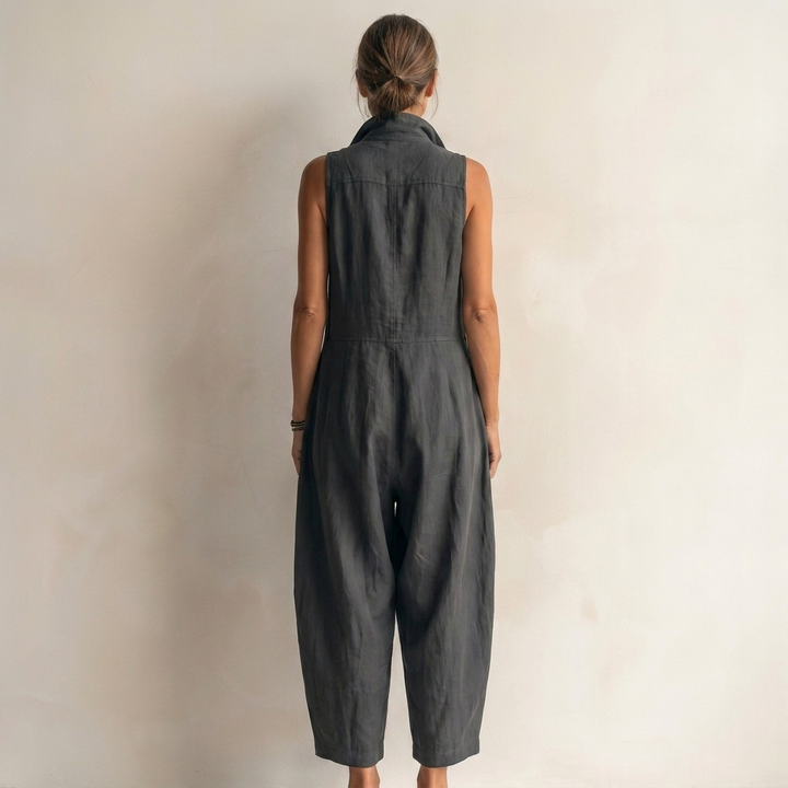 Eliviana | Sleeveless Utility Wide-Leg Jumpsuit With Cargo Pockets