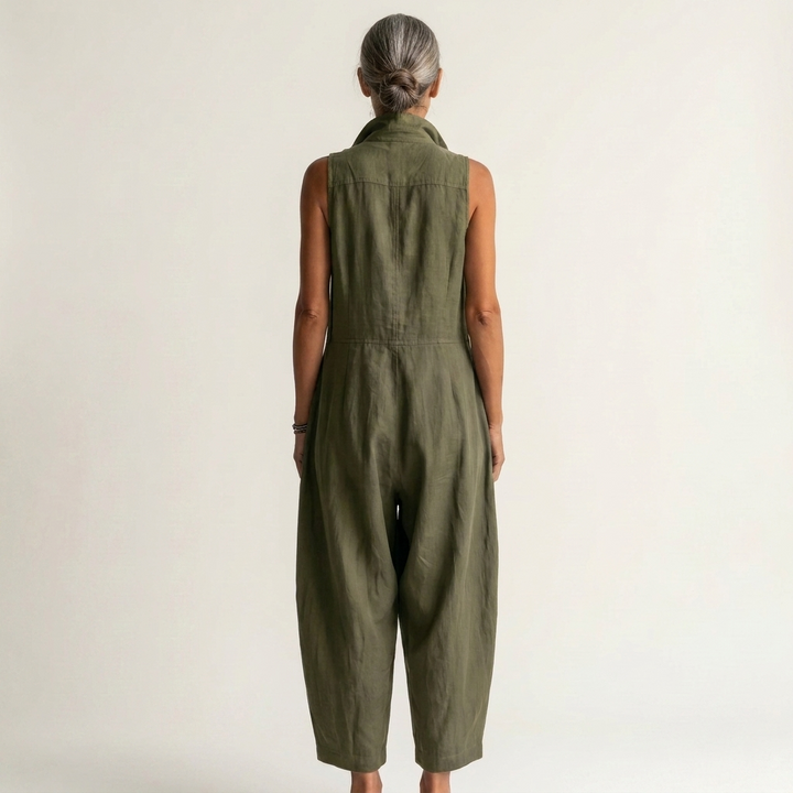 Eliviana | Sleeveless Utility Wide-Leg Jumpsuit With Cargo Pockets