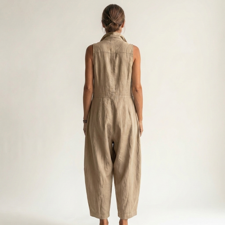 Eliviana | Sleeveless Utility Wide-Leg Jumpsuit With Cargo Pockets