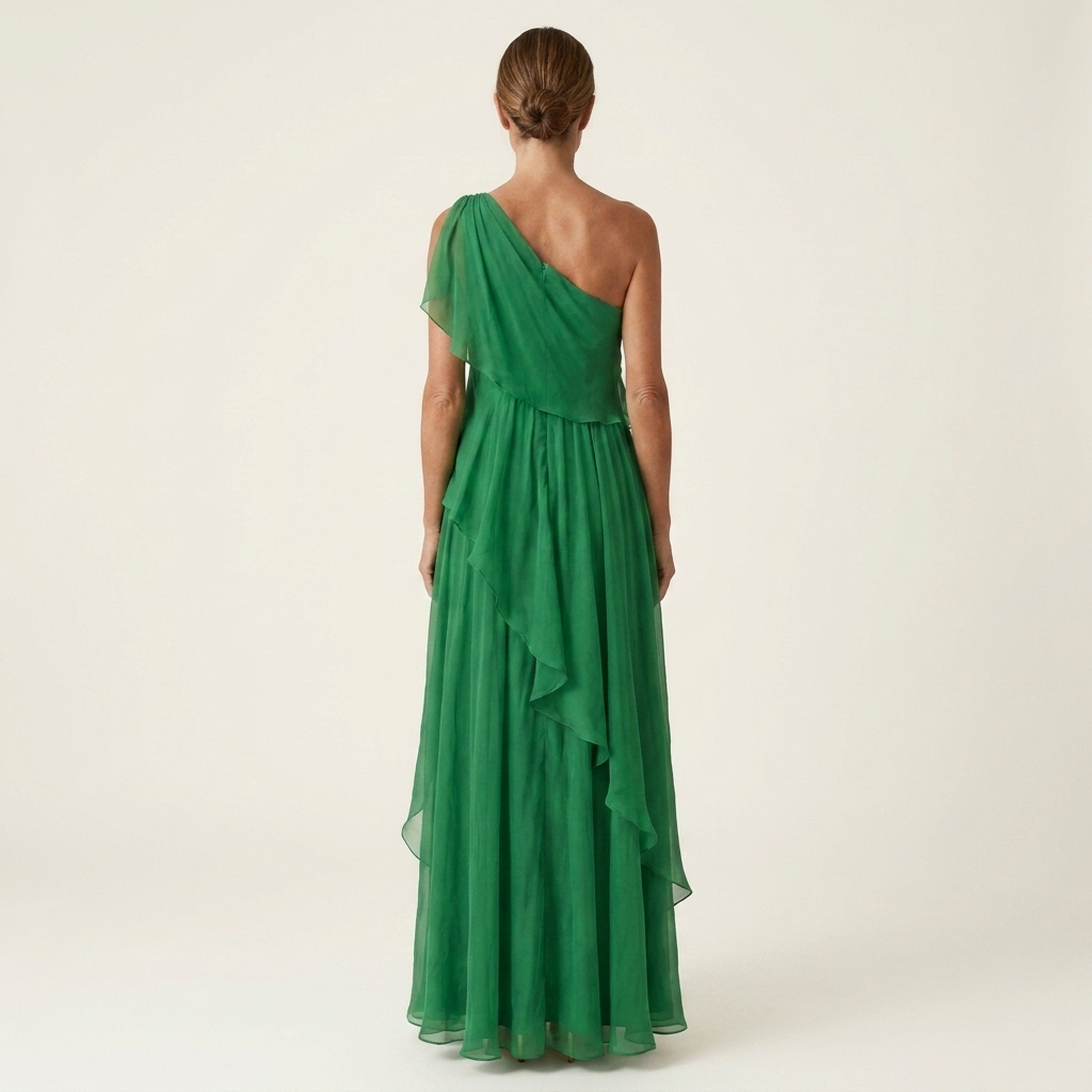 Romy | One-Shoulder Cascading Ruffle Chiffon Maxi Dress