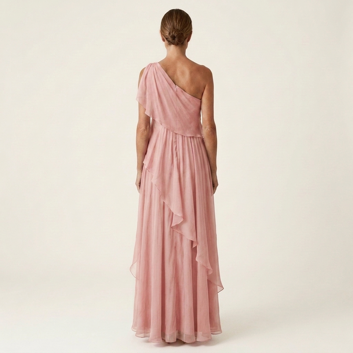 Romy | One-Shoulder Cascading Ruffle Chiffon Maxi Dress