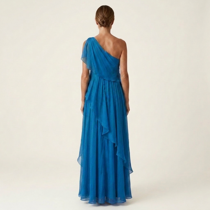 Romy | One-Shoulder Cascading Ruffle Chiffon Maxi Dress