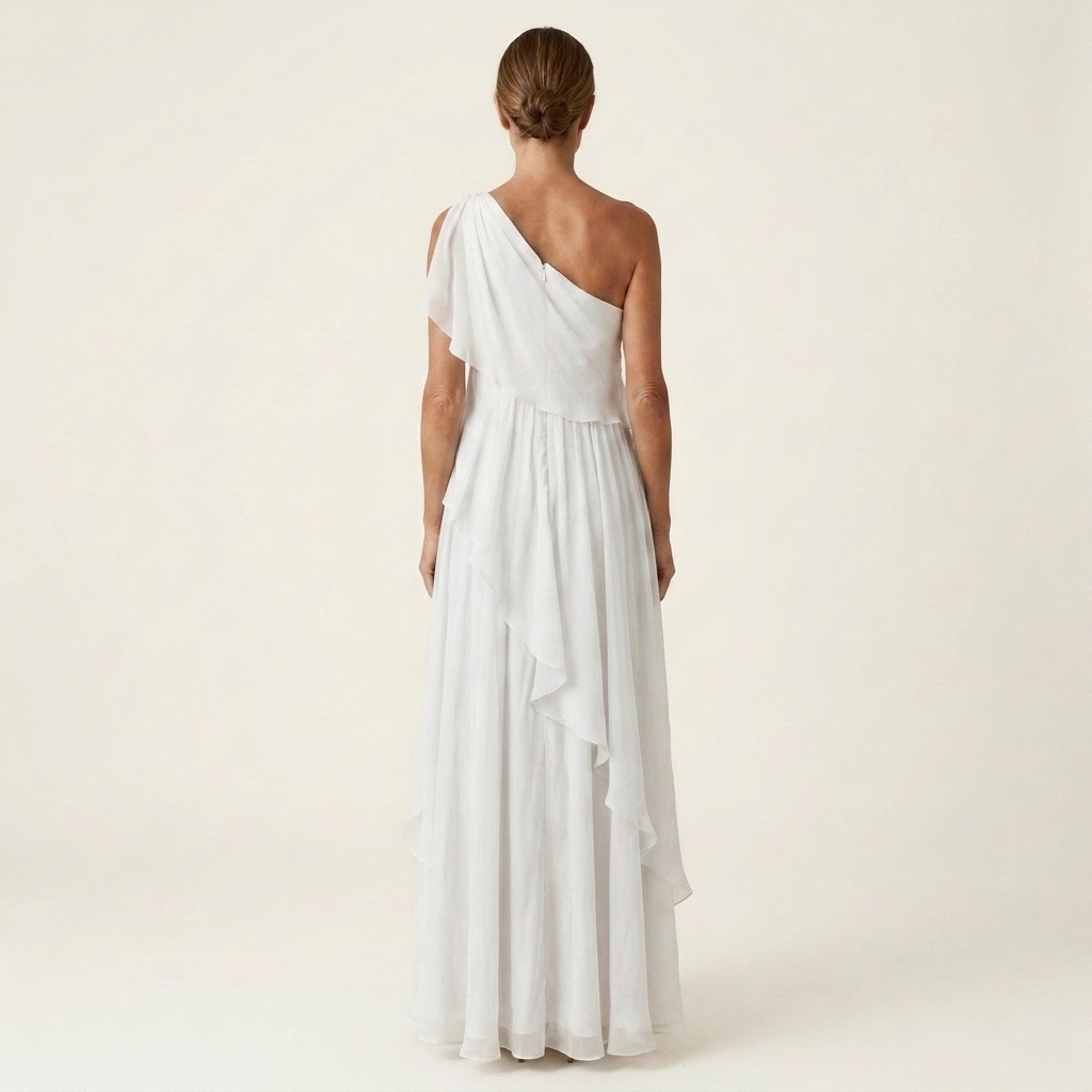 Romy | One-Shoulder Cascading Ruffle Chiffon Maxi Dress