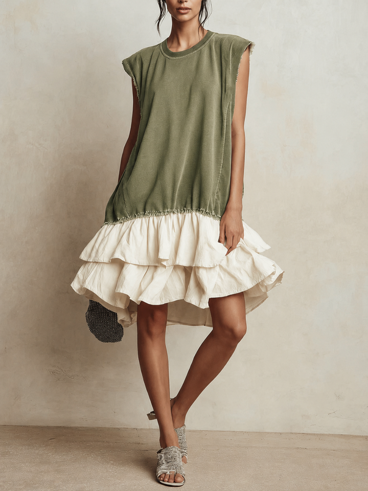 Nieves - Vestido casual de bloques de color con ajuste holgado para vacaciones